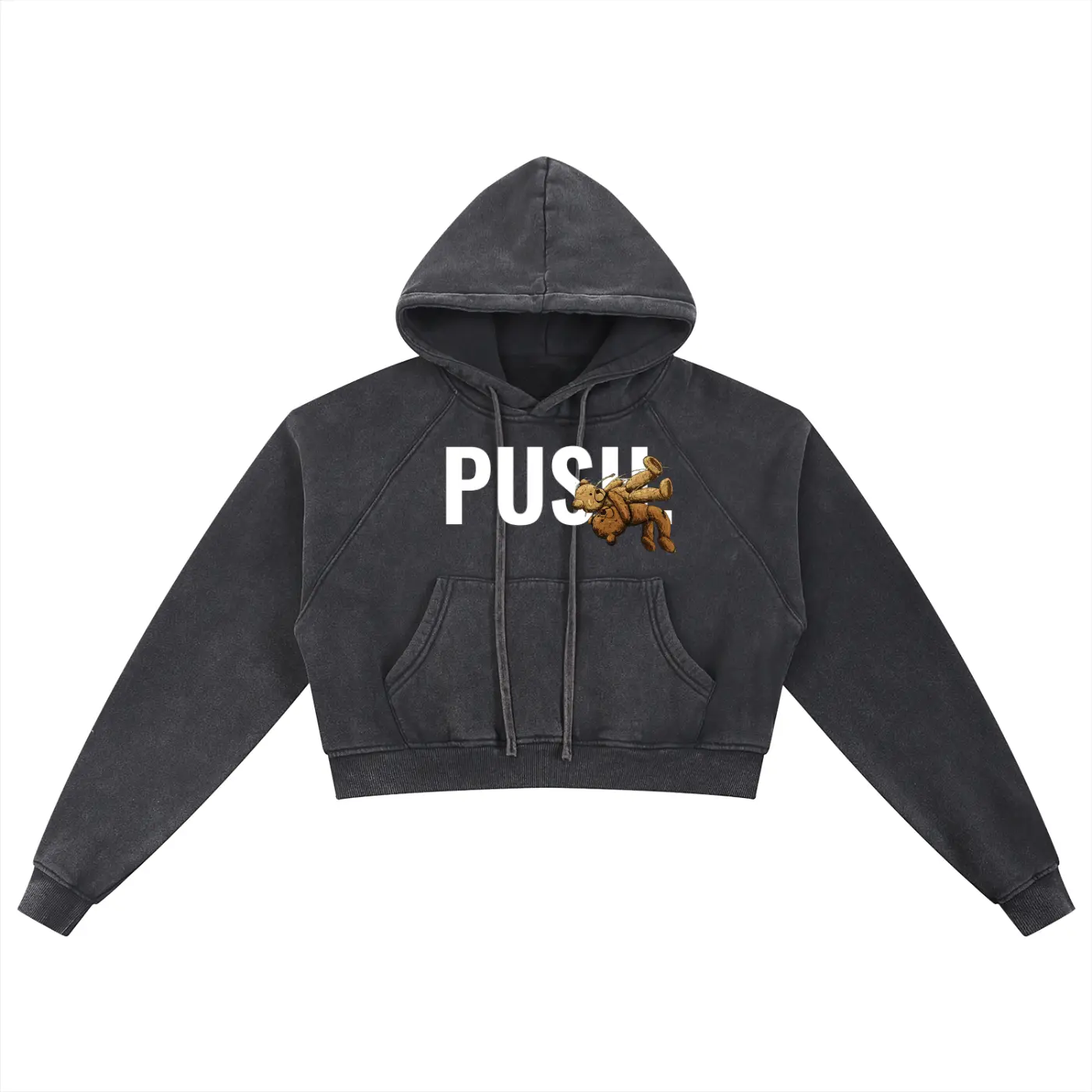 Teddy Slam Snow Washed Cropped Hoodie ODMPOD