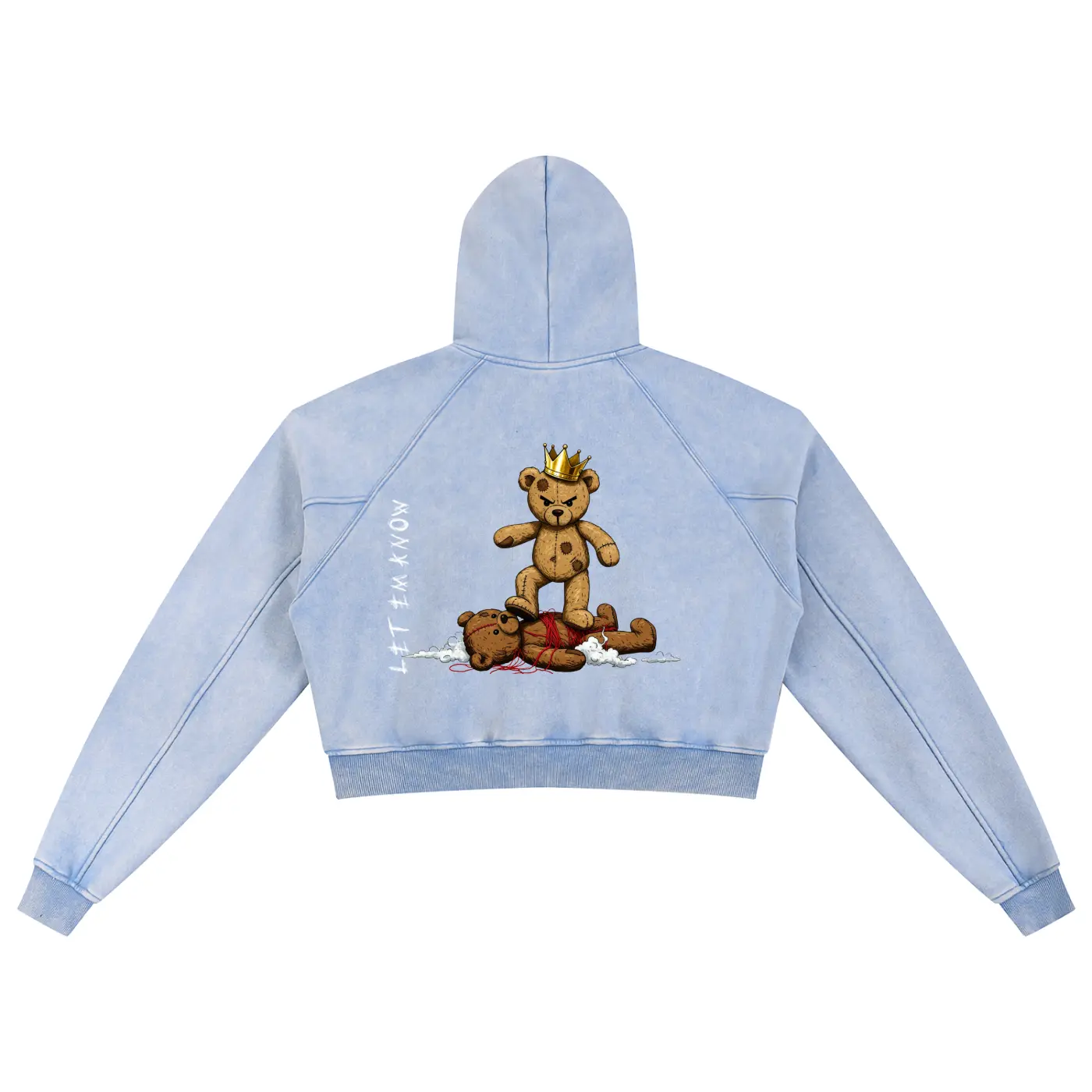 Teddy Slam Snow Washed Cropped Hoodie ODMPOD