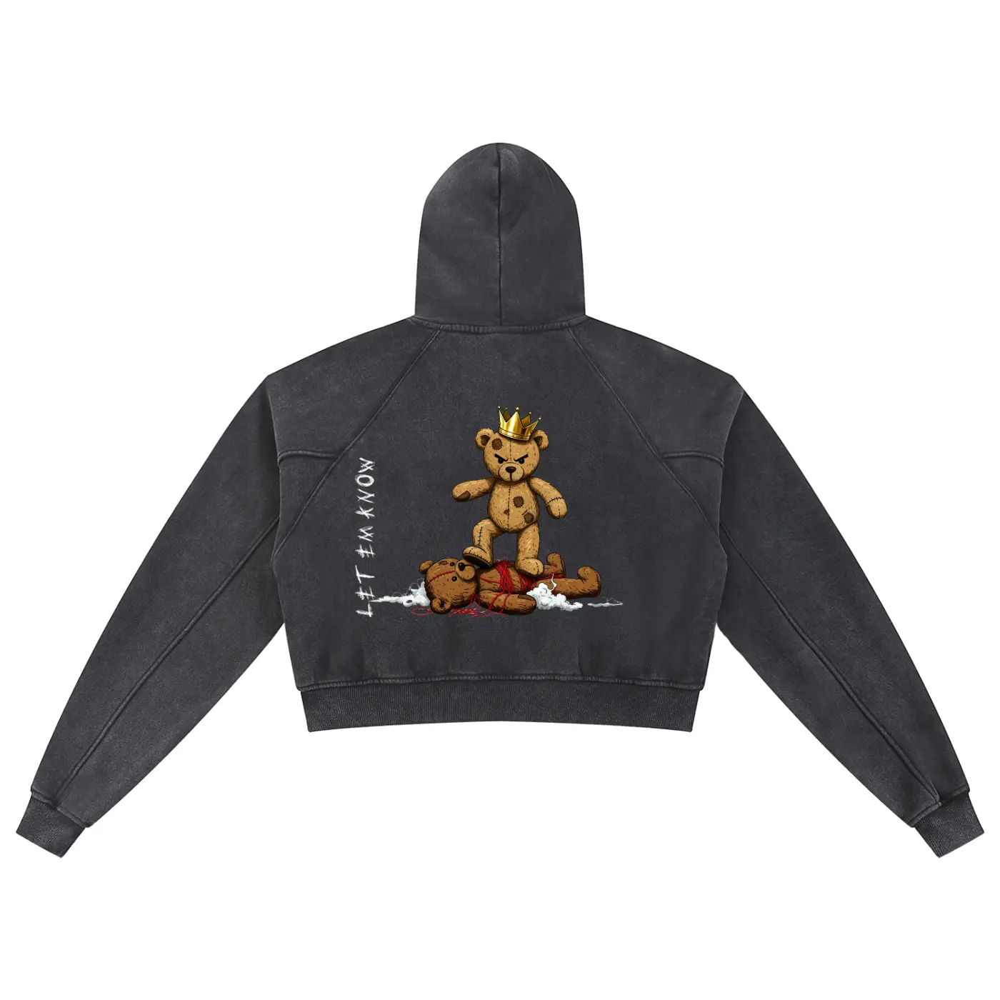Teddy Slam Snow Washed Cropped Hoodie ODMPOD