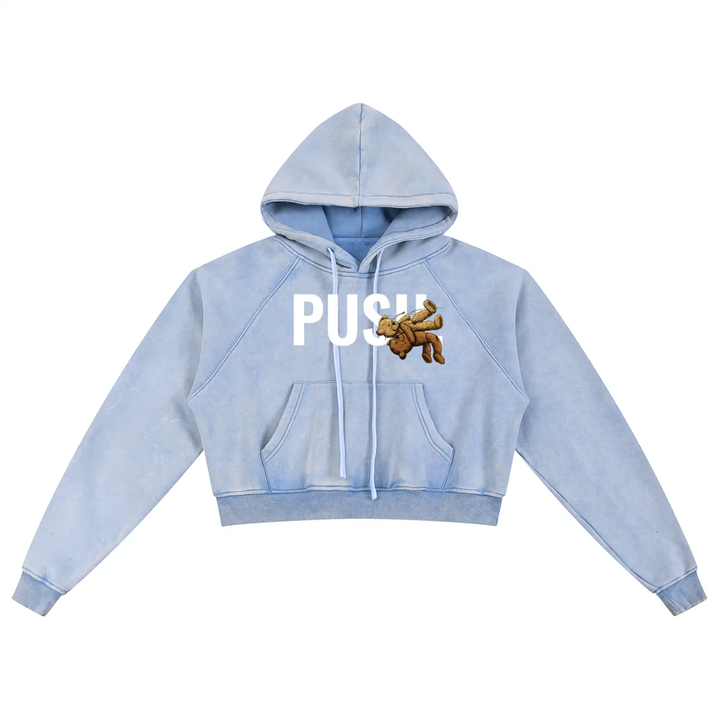 Teddy Slam Snow Washed Cropped Hoodie ODMPOD