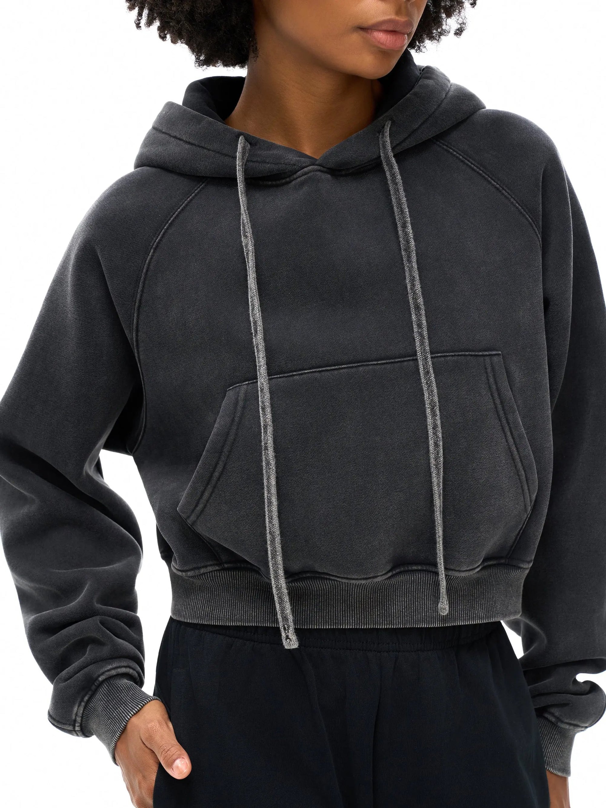 Teddy Slam Snow Washed Cropped Hoodie ODMPOD