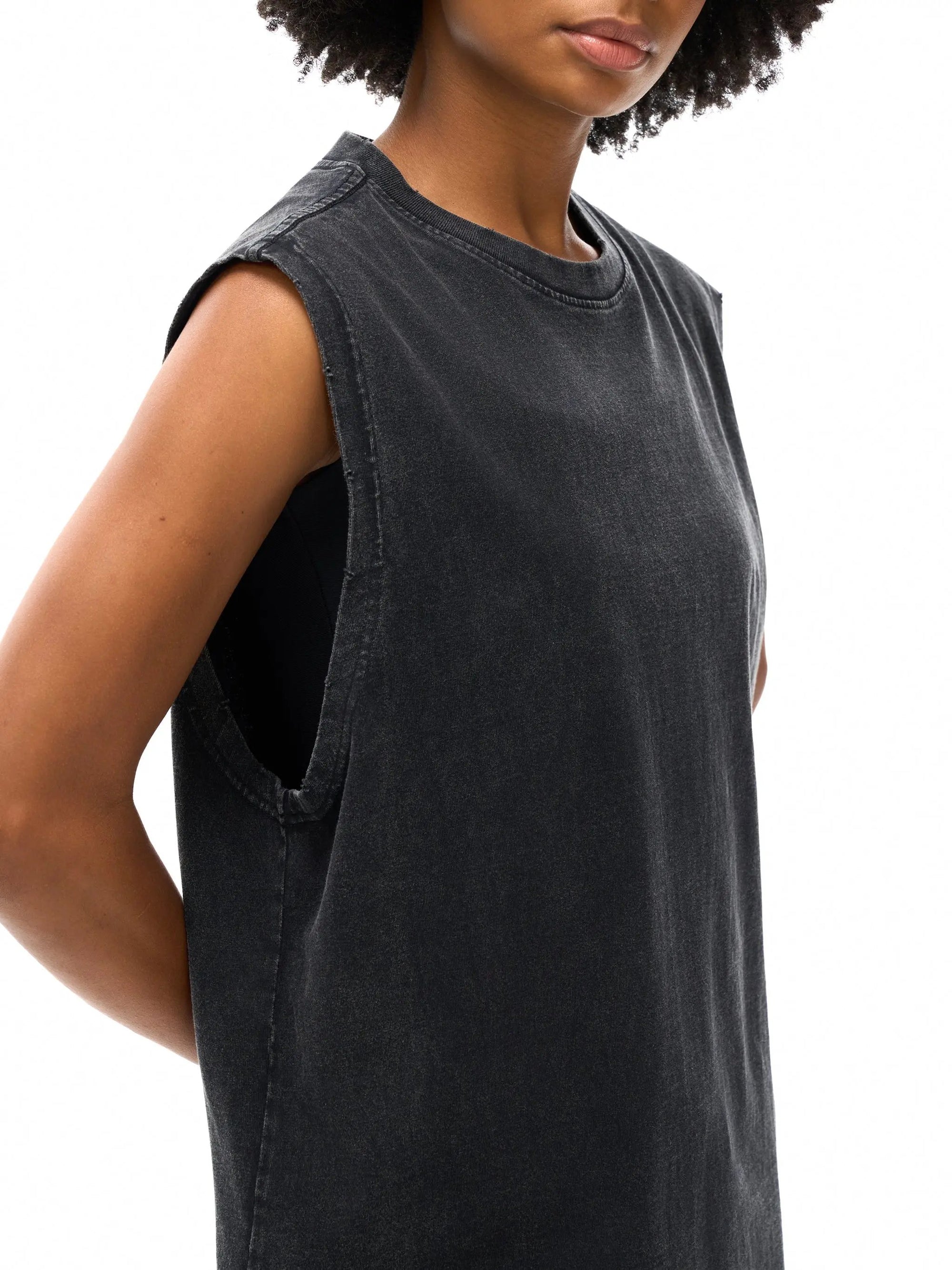 Snow Washed Frayed Hem Tank Top ODMPOD