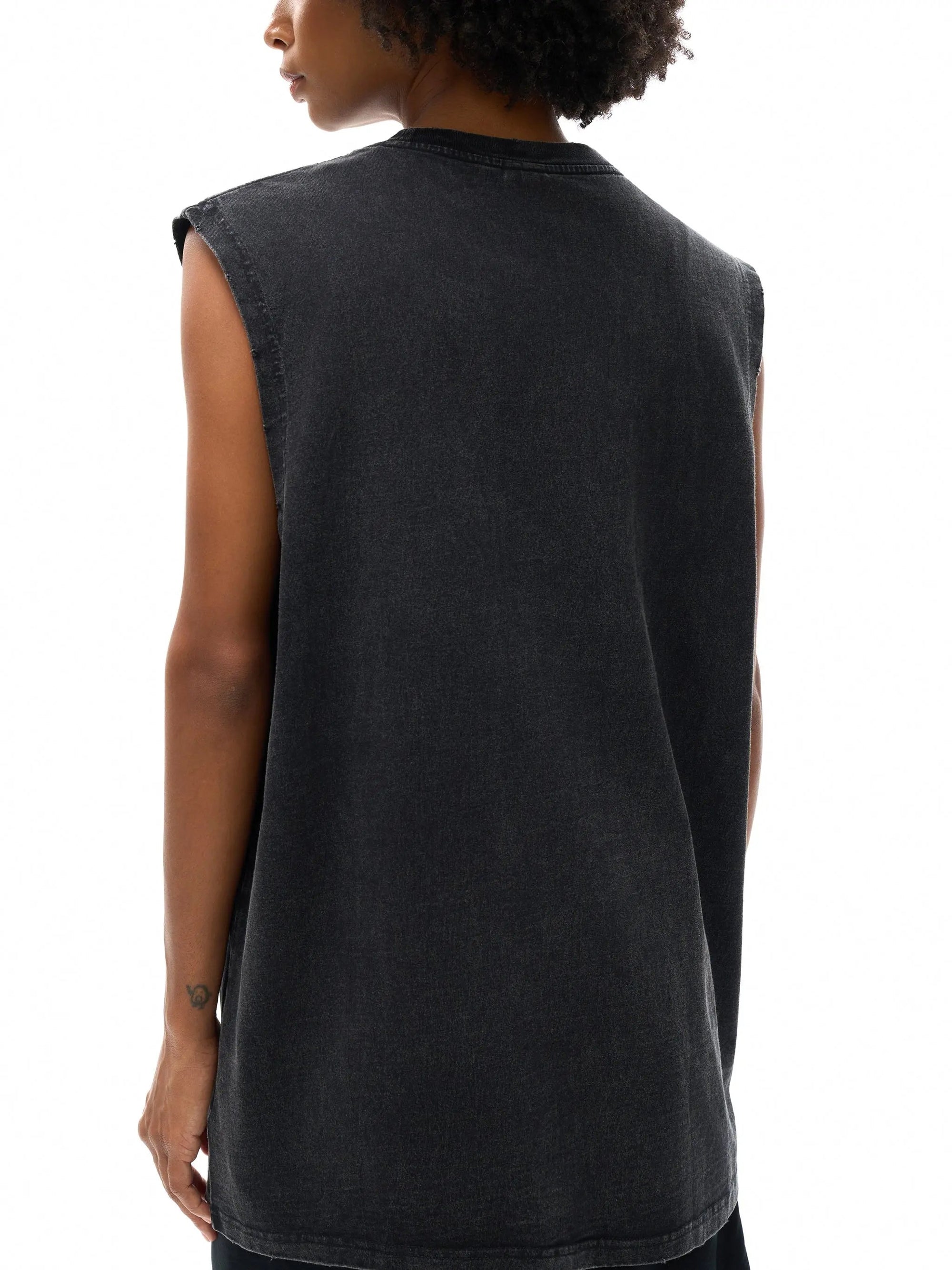 Snow Washed Frayed Hem Tank Top ODMPOD