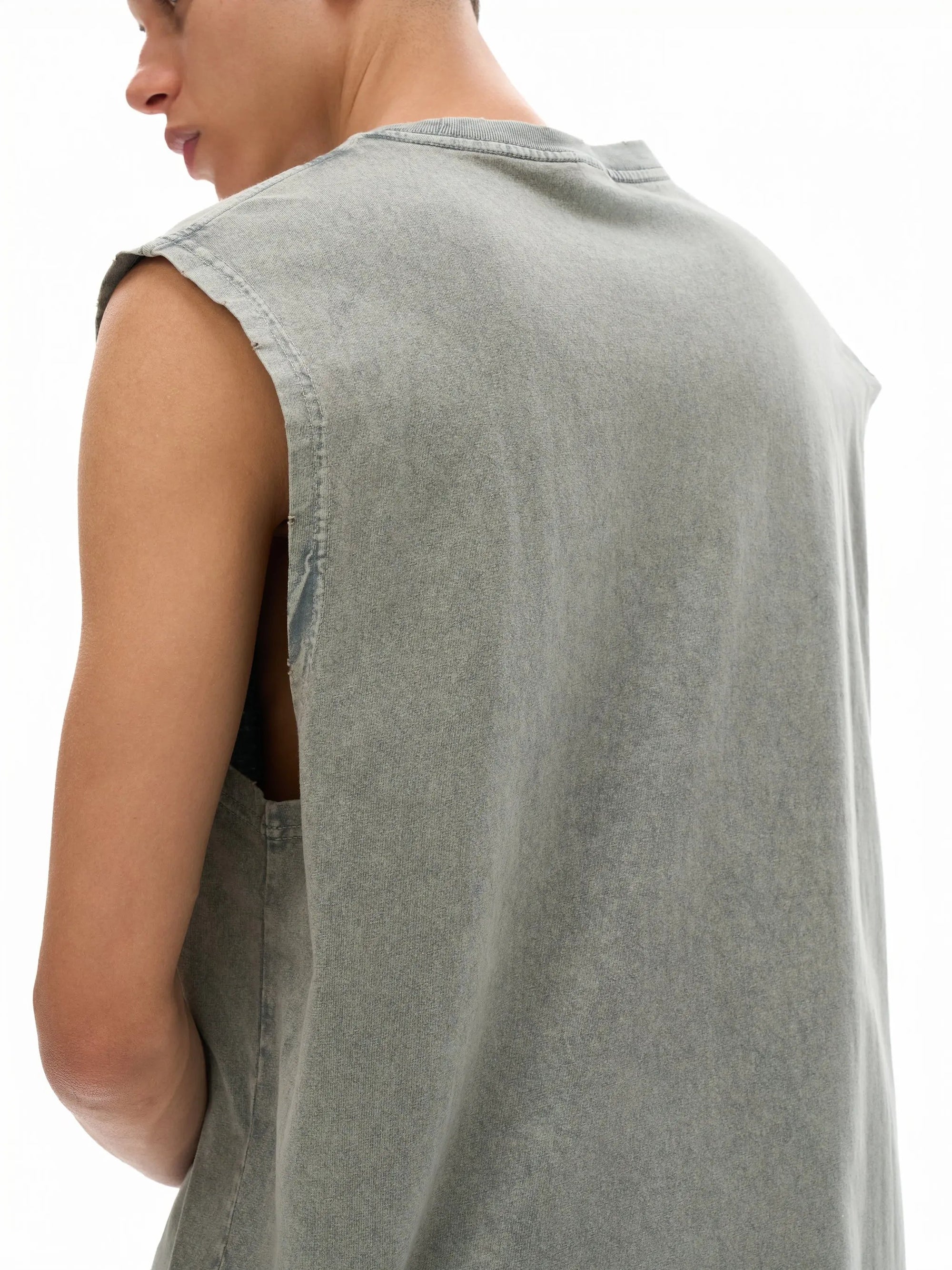 Snow Washed Frayed Hem Tank Top ODMPOD