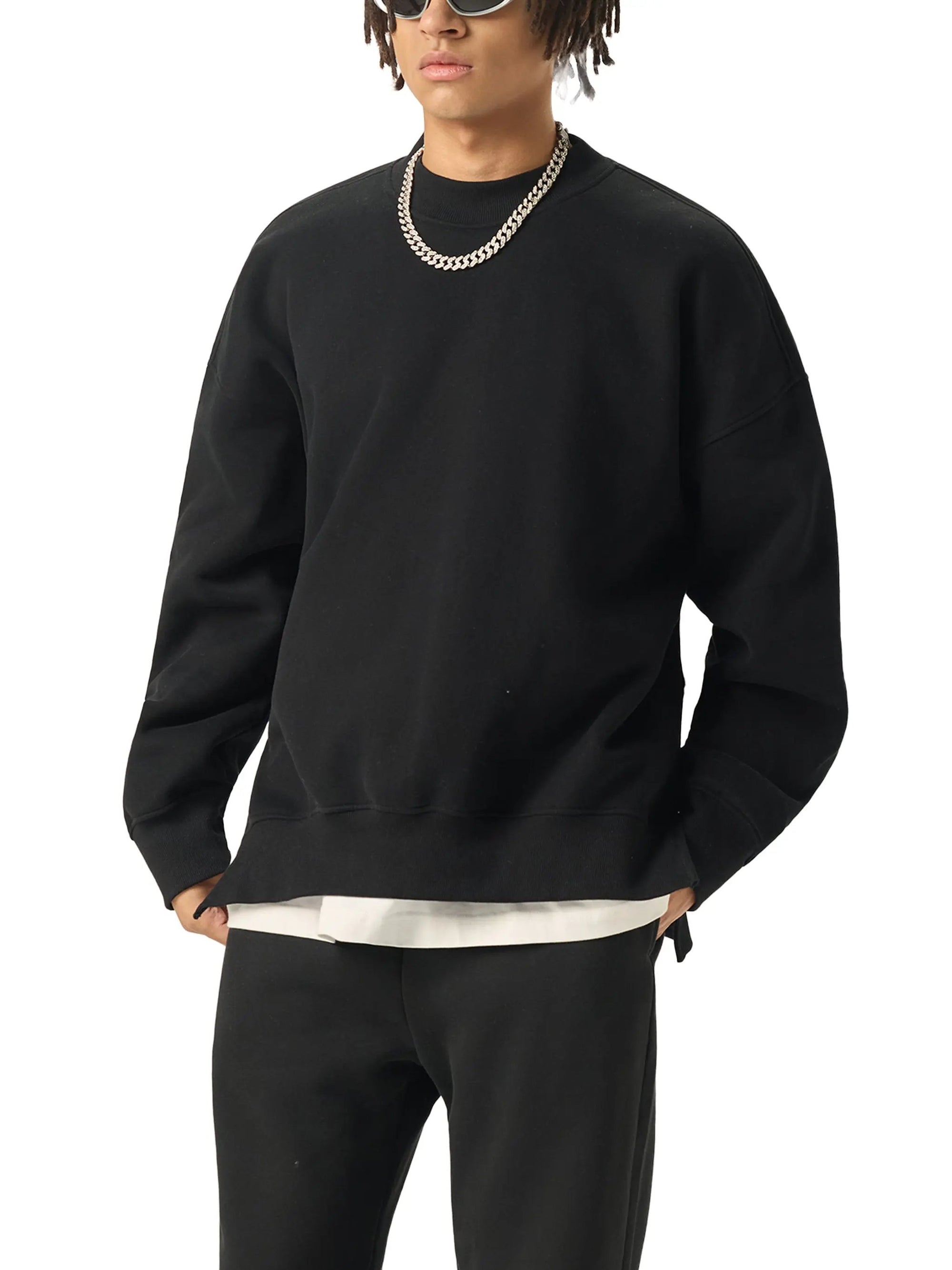 PUSH Fleece Side Slit Crewneck Sweatshirt ODMPOD
